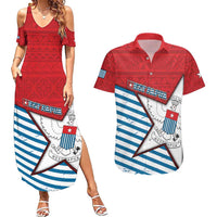 West Papua Morning Star Couples Matching Summer Maxi Dress and Hawaiian Shirt One People One Soul DT05 Red - Polynesian Pride