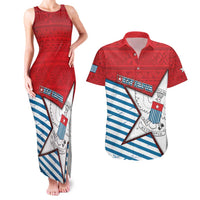 West Papua Morning Star Couples Matching Tank Maxi Dress and Hawaiian Shirt One People One Soul DT05 Red - Polynesian Pride