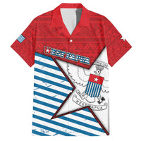 West Papua Morning Star Family Matching Off The Shoulder Long Sleeve Dress and Hawaiian Shirt One People One Soul DT05 Dad's Shirt - Short Sleeve Red - Polynesian Pride
