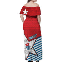 West Papua Morning Star Family Matching Off Shoulder Maxi Dress and Hawaiian Shirt One People One Soul DT05 - Polynesian Pride