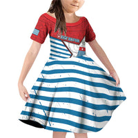 West Papua Morning Star Family Matching Off Shoulder Short Dress and Hawaiian Shirt One People One Soul DT05 Daughter's Dress Red - Polynesian Pride