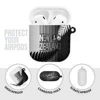 New Zealand Football AirPods Case Silver Fern Maori Pattern Monochrome