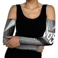 Custom New Zealand Football Arm Sleeves Silver Fern Maori Pattern Monochrome