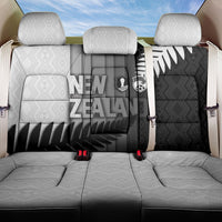 New Zealand Football Back Car Seat Cover Silver Fern Maori Pattern Monochrome DT05 One Size White - Polynesian Pride