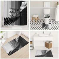 New Zealand Football Bathroom Set Silver Fern Maori Pattern Monochrome