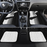 Custom New Zealand Football Car Mats Silver Fern Maori Pattern Monochrome