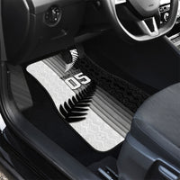 Custom New Zealand Football Car Mats Silver Fern Maori Pattern Monochrome