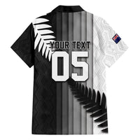 Custom New Zealand Football Hawaiian Shirt Silver Fern Maori Pattern Monochrome DT05 - Polynesian Pride