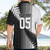 Custom New Zealand Football Hawaiian Shirt Silver Fern Maori Pattern Monochrome DT05 - Polynesian Pride