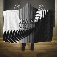 New Zealand Football Hooded Blanket Silver Fern Maori Pattern Monochrome