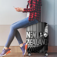 New Zealand Football Luggage Cover Silver Fern Maori Pattern Monochrome DT05 - Polynesian Pride