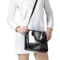 New Zealand Football Shoulder Handbag Silver Fern Maori Pattern Monochrome