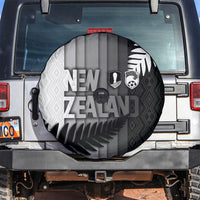 New Zealand Football Spare Tire Cover Silver Fern Maori Pattern Monochrome DT05 White - Polynesian Pride