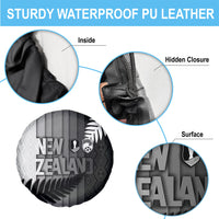New Zealand Football Spare Tire Cover Silver Fern Maori Pattern Monochrome DT05 - Polynesian Pride