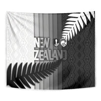 New Zealand Football Tapestry Silver Fern Maori Pattern Monochrome