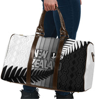 New Zealand Football Travel Bag Silver Fern Maori Pattern Monochrome DT05 - Polynesian Pride
