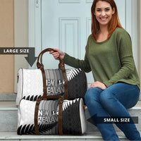 New Zealand Football Travel Bag Silver Fern Maori Pattern Monochrome DT05 - Polynesian Pride