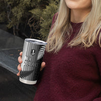 Custom New Zealand Football Tumbler Cup Silver Fern Maori Pattern Monochrome DT05 - Polynesian Pride