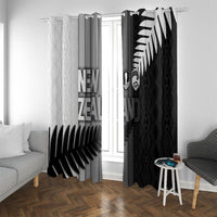 New Zealand Football Window Curtain Silver Fern Maori Pattern Monochrome