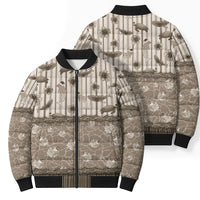 Hawaii Christmas In July Bomber Puffer Jacket Beige Mele Kalikimaka Sea Animals