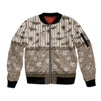 Hawaii Christmas In July Sleeve Zip Bomber Jacket Beige Mele Kalikimaka Sea Animals