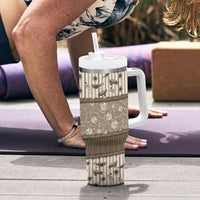 Hawaii Christmas In July Tumbler With Handle Beige Mele Kalikimaka Sea Animals