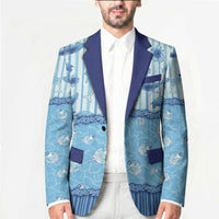 Hawaii Christmas In July Blazer Sky Blue Mele Kalikimaka Sea Animals