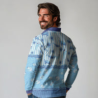Hawaii Christmas In July Long Sleeve Polo Shirt Sky Blue Mele Kalikimaka Sea Animals DT05 - Polynesian Pride