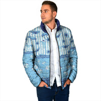Hawaii Christmas In July Padded Jacket Sky Blue Mele Kalikimaka Sea Animals