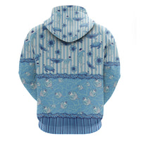 Hawaii Christmas In July Zip Hoodie Sky Blue Mele Kalikimaka Sea Animals DT05 - Polynesian Pride