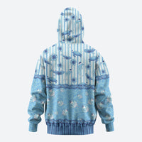 Hawaii Christmas In July Zip Hoodie Sky Blue Mele Kalikimaka Sea Animals DT05 - Polynesian Pride