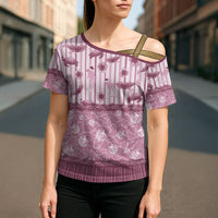 Hawaii Christmas In July Cross Shoulder Shirt Dusty Pink Mele Kalikimaka Sea Animals DT05 - Polynesian Pride