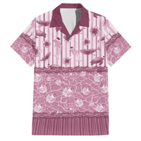 Hawaii Christmas In July Family Matching Off The Shoulder Long Sleeve Dress and Hawaiian Shirt Dusty Pink Mele Kalikimaka Sea Animals DT05 Dad's Shirt - Short Sleeve Pink - Polynesian Pride