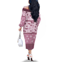 Hawaii Christmas In July Family Matching Off The Shoulder Long Sleeve Dress and Hawaiian Shirt Dusty Pink Mele Kalikimaka Sea Animals DT05 - Polynesian Pride