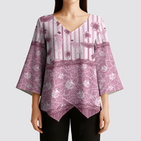 Hawaii Christmas In July Kimono Sleeve Blouse Dusty Pink Mele Kalikimaka Sea Animals DT05 - Polynesian Pride