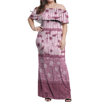 Hawaii Christmas In July Off Shoulder Maxi Dress Dusty Pink Mele Kalikimaka Sea Animals DT05 Women Pink - Polynesian Pride