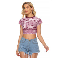 Hawaii Christmas In July Raglan Cropped T Shirt Dusty Pink Mele Kalikimaka Sea Animals DT05 Female Pink - Polynesian Pride