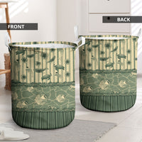 Hawaii Christmas In July Laundry Basket Olive Green Mele Kalikimaka Sea Animals