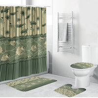 Hawaii Christmas In July Bathroom Set Olive Green Mele Kalikimaka Sea Animals