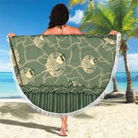 Hawaii Christmas In July Beach Blanket Olive Green Mele Kalikimaka Sea Animals