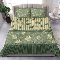 Hawaii Christmas In July Bedding Set Olive Green Mele Kalikimaka Sea Animals