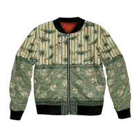 Hawaii Christmas In July Bomber Jacket Olive Green Mele Kalikimaka Sea Animals