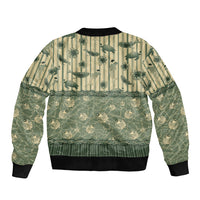 Hawaii Christmas In July Bomber Jacket Olive Green Mele Kalikimaka Sea Animals