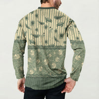 Hawaii Christmas In July Button Sweatshirt Olive Green Mele Kalikimaka Sea Animals