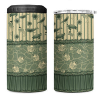Hawaii Christmas In July 4 in 1 Can Cooler Tumbler Olive Green Mele Kalikimaka Sea Animals DT05 One Size: 16 oz Green - Polynesian Pride
