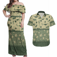 Hawaii Christmas In July Couples Matching Off Shoulder Maxi Dress and Hawaiian Shirt Olive Green Mele Kalikimaka Sea Animals DT05 Green - Polynesian Pride