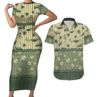 Hawaii Christmas In July Couples Matching Short Sleeve Bodycon Dress and Hawaiian Shirt Olive Green Mele Kalikimaka Sea Animals DT05 Green - Polynesian Pride