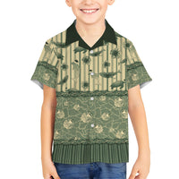 Hawaii Christmas In July Kid Hawaiian Shirt Olive Green Mele Kalikimaka Sea Animals DT05 Kid Green - Polynesian Pride