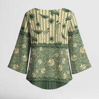 Hawaii Christmas In July Kimono Sleeve Blouse Olive Green Mele Kalikimaka Sea Animals DT05 - Polynesian Pride