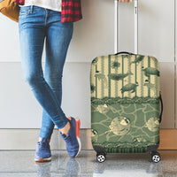 Hawaii Christmas In July Luggage Cover Olive Green Mele Kalikimaka Sea Animals DT05 - Polynesian Pride